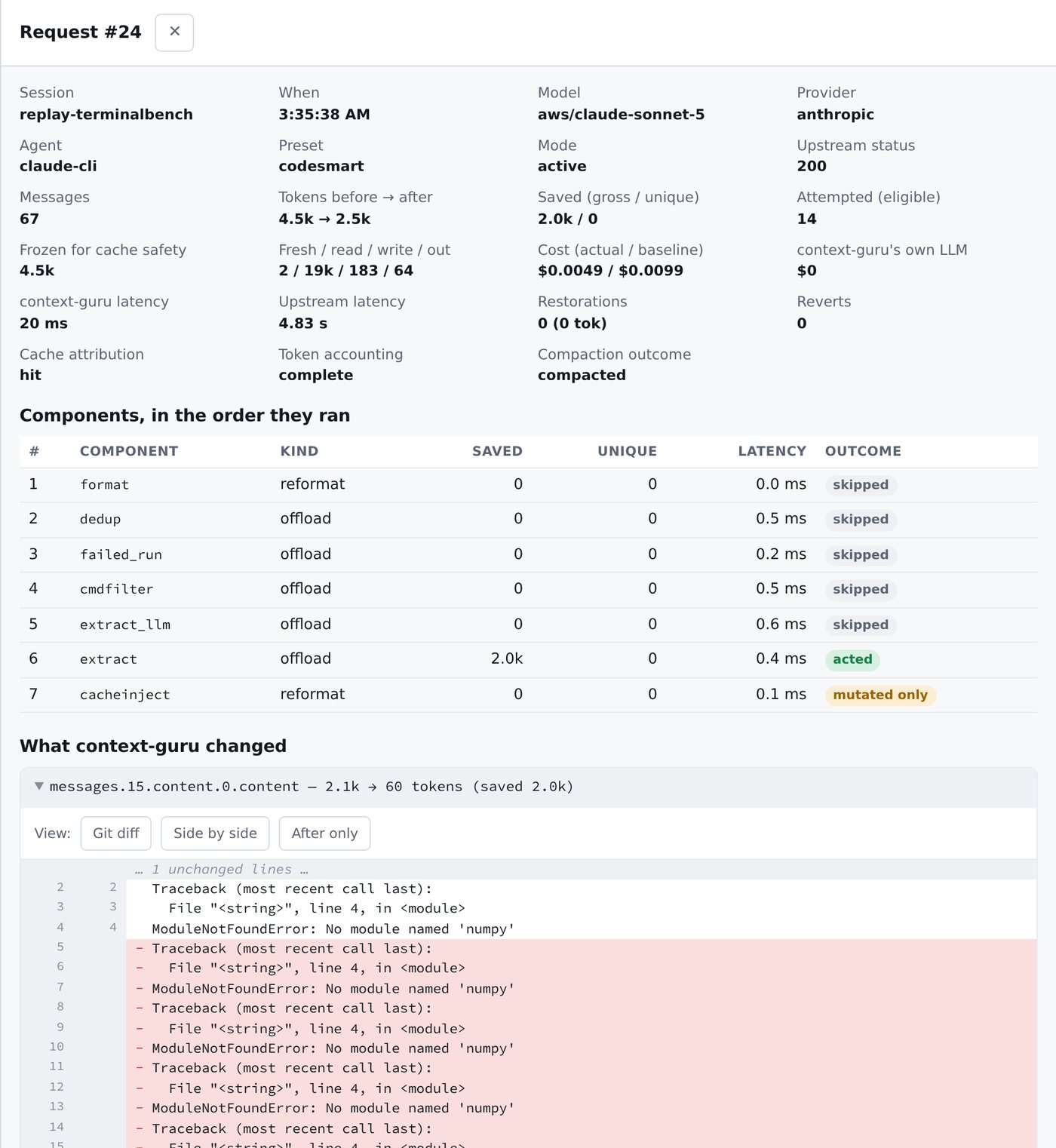 Git-style content diff